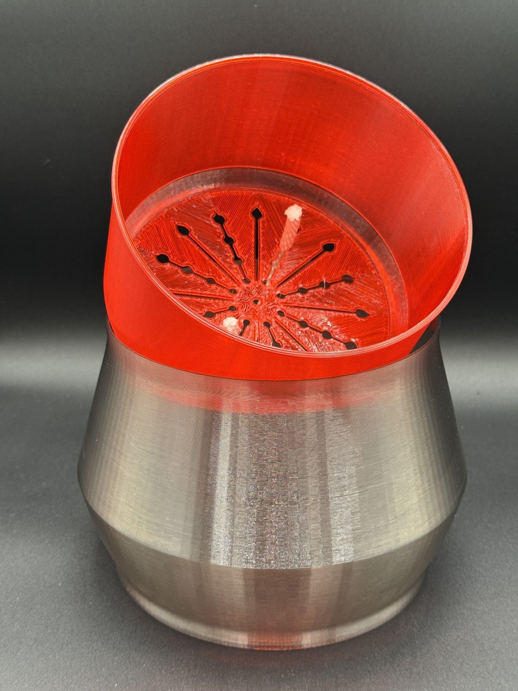 6" fully 3D-printed PETG two-part self-watering planter kit – Smoke/Blazing Red