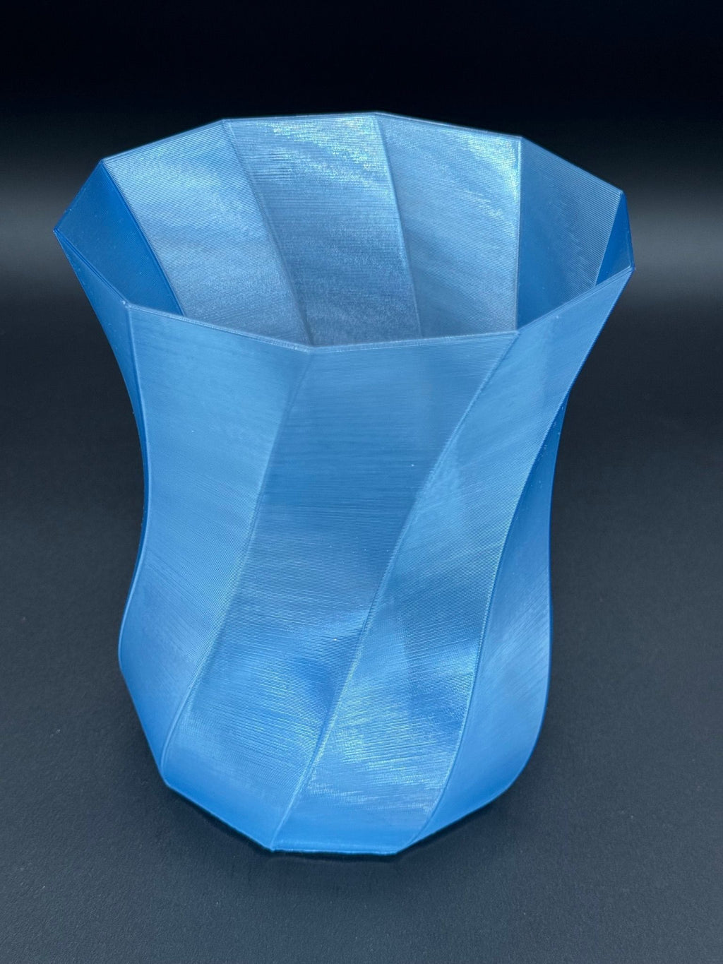 4" semi-hydro self-watering kit with 3D-printed PETG Smooth Twist cover planter – Crystal Blue