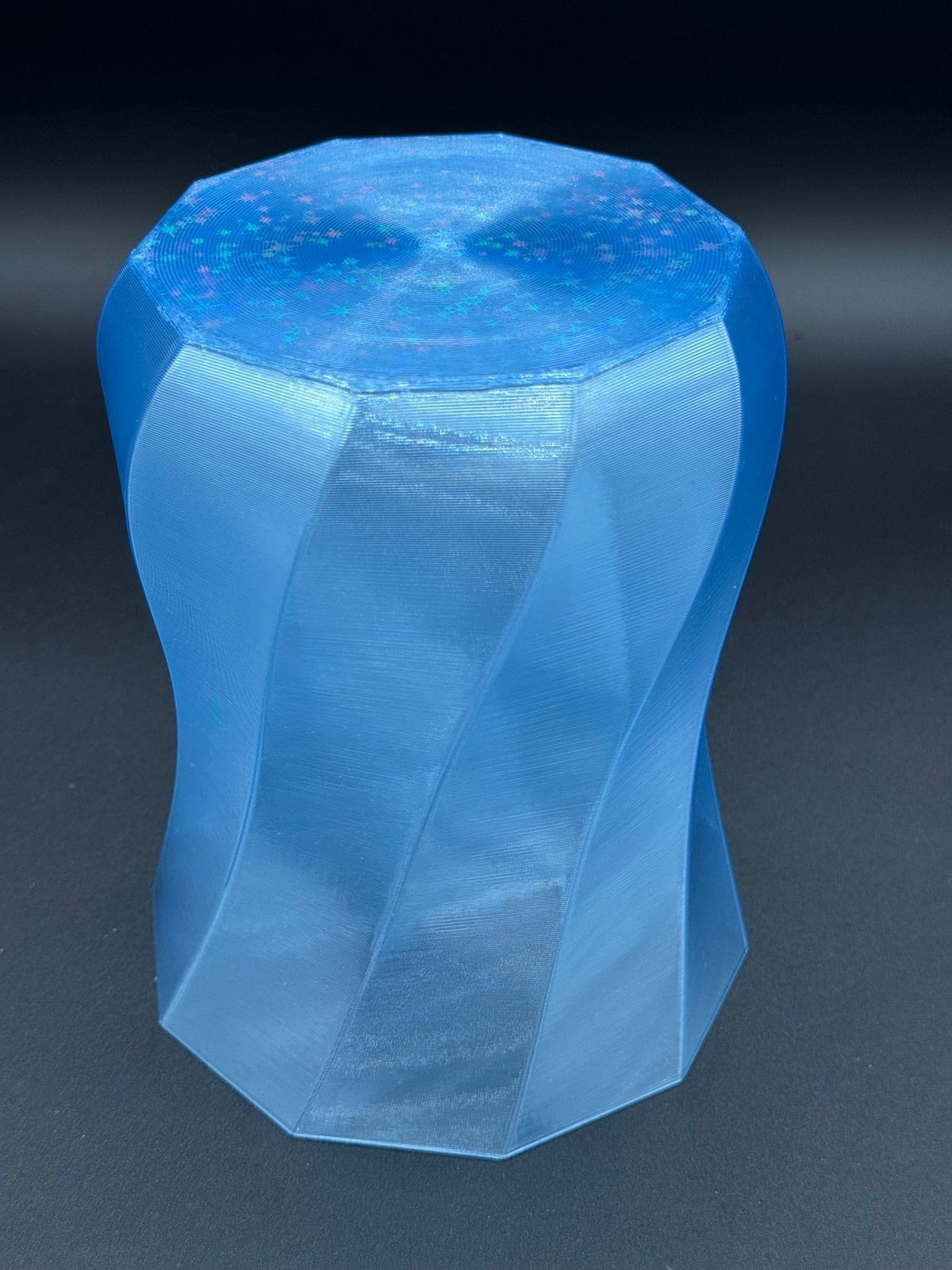 4" semi-hydro self-watering kit with 3D-printed PETG Smooth Twist cover planter – Crystal Blue