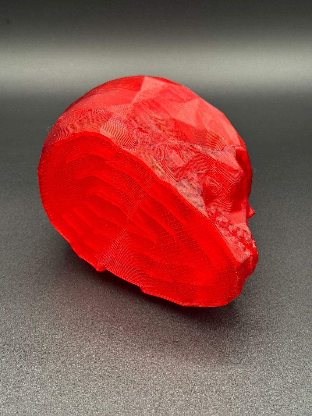 3" 3D-printed PETG Crystal Skull planter in Blazing Red